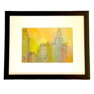 Original Watercolor and Ink Cityscape Painting